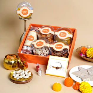 Rudraksha Rakhi N Crunchy Delights Hamper