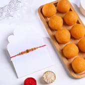 Rudraksha Rakhi N Motichoor Laddoo Combo