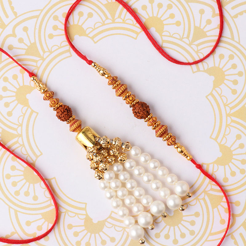 Rudraksha Rakhi N Pearly Tassle Lumba
