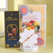 Rudraksha Rakhi With Greeting Card N Chocolate