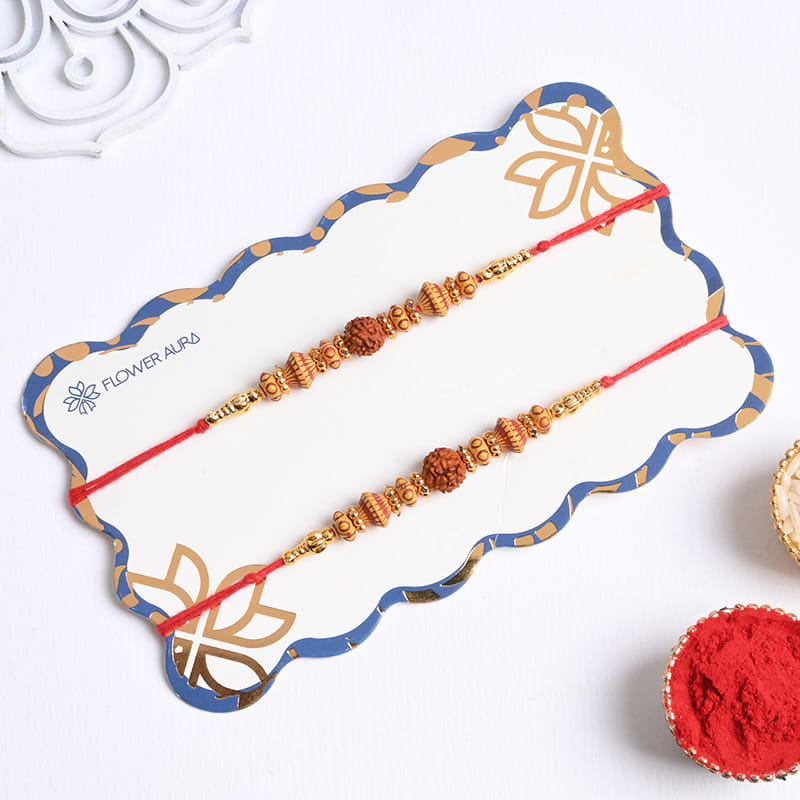 Rudraksha Rakhi Gift Hamper with Sweets N Nuts