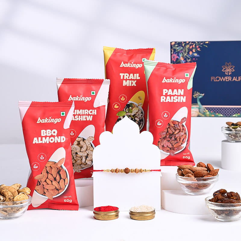 Rudraksha Rakhis With Nuts N Trail Mix