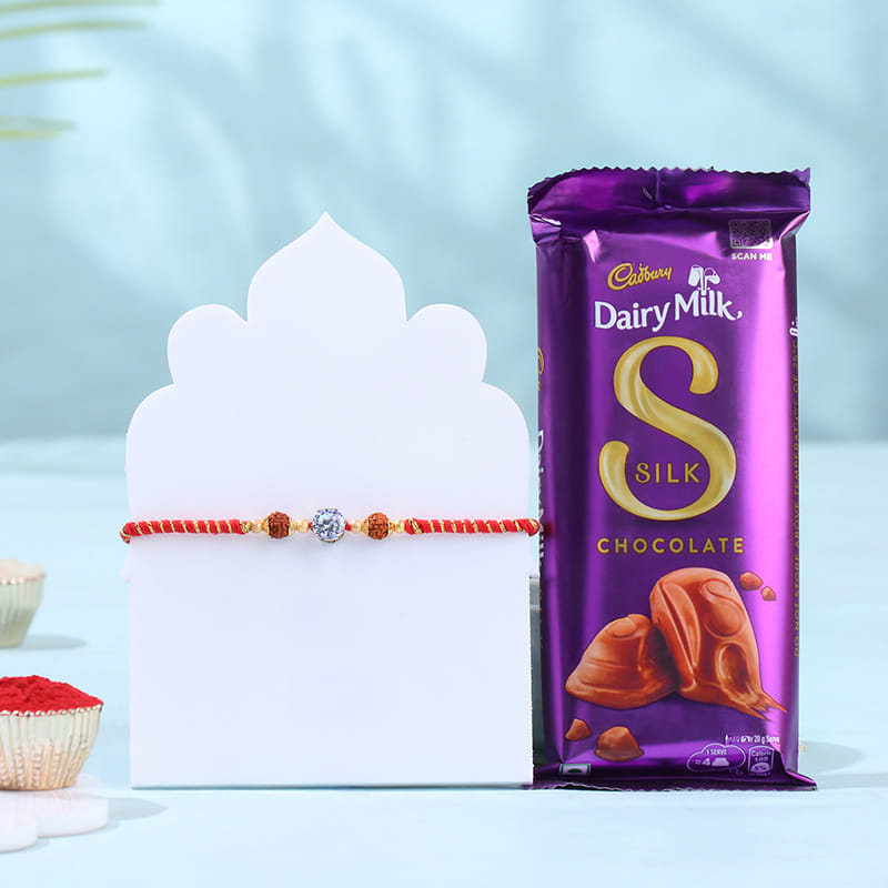 Rudraksha Stone Rakhi N Chocolate Combo