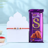 Rudraksha Stone Rakhi N Chocolate Combo