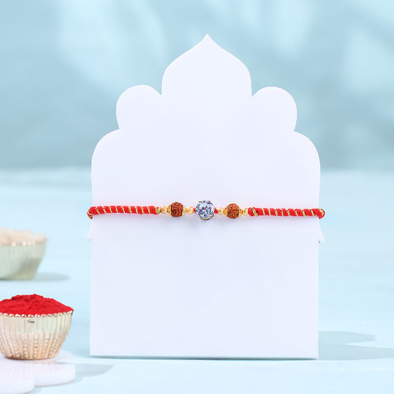 Rudraksha Stone Rakhi N Chocolate Combo