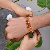 Rudraksha Thread Rakhi on Boy Wrist