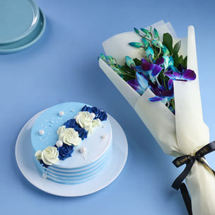 Rustic Orchid Bouquet N Vanilla Cake