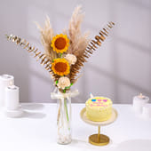 Rustic Sunflower Arrangement With Bento Cake