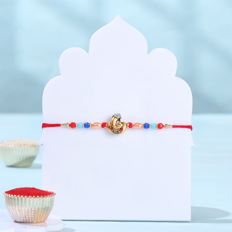 Sacred Ganesha Beaded Rakhi With Chocolate Bar