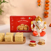 Sacred Ganesha Idol N Soan Papdi Combo