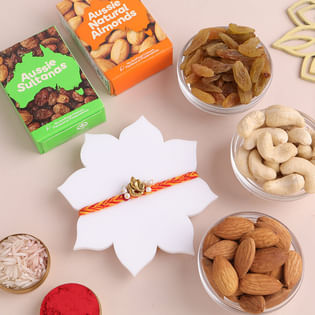 Sacred Ganesha Mauli Rakhi With Dry Fruits