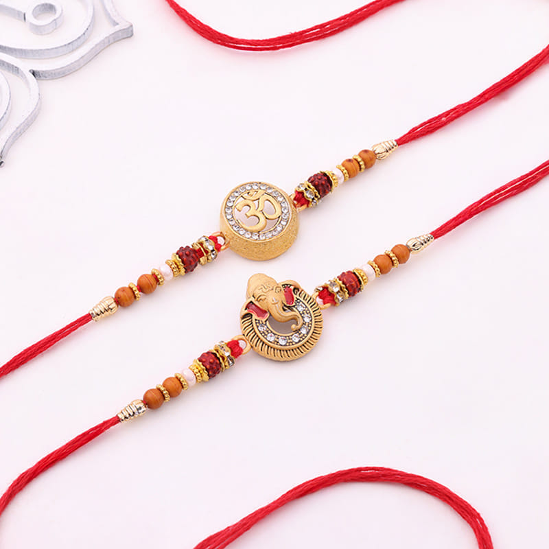 Sacred Ganesha N Om Rakhi With Sweet Treats