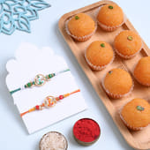 Sacred Ganesha Rakhi Duo With Motichoor Ladoos