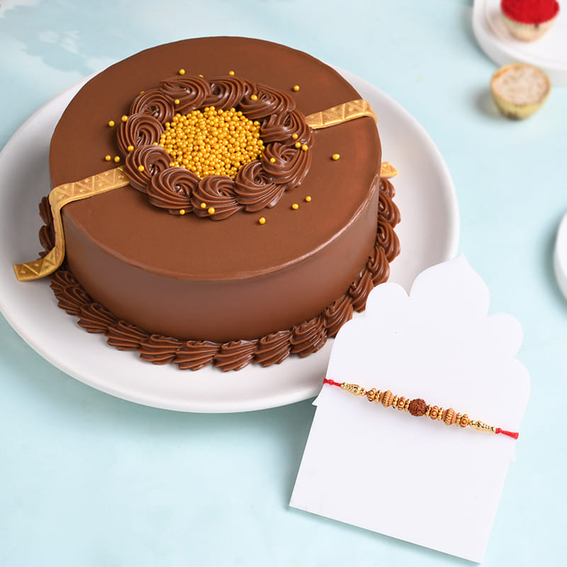 Rudraksha Rakhi With Choco Truffle Cake