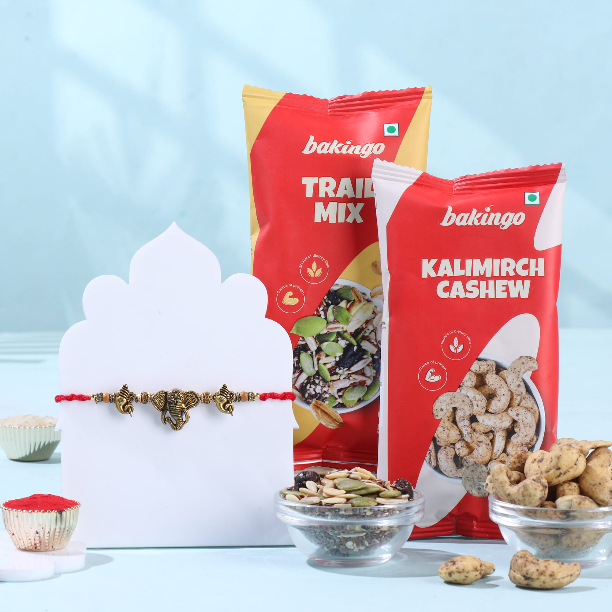 Sacred Ganesha Rakhi With Trail Mix N Cashews