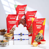Sacred Krishna N Peacock Rakhis With Dry Fruits