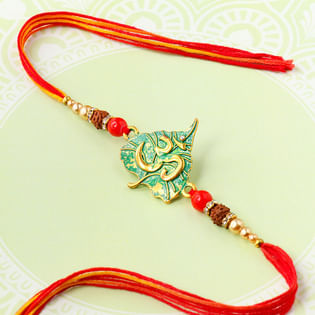 Sacred Om Leaf Charm Rakhi