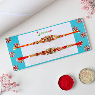 Sacred Om N Swastik Peark Rakhi Set