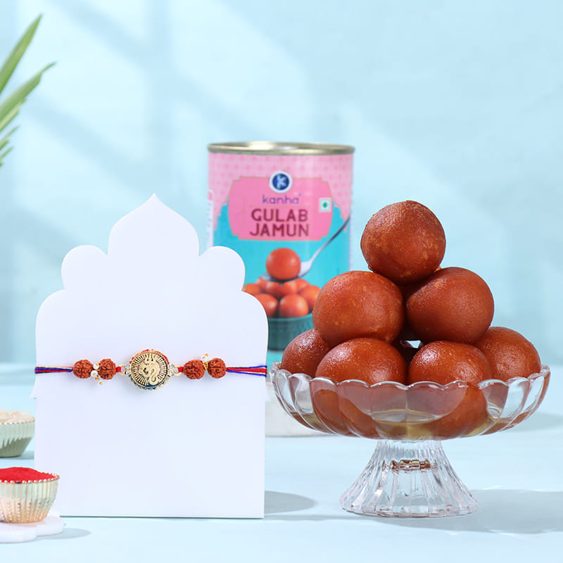 Sacred Om N Trident Rakhi With Gulab Jamun