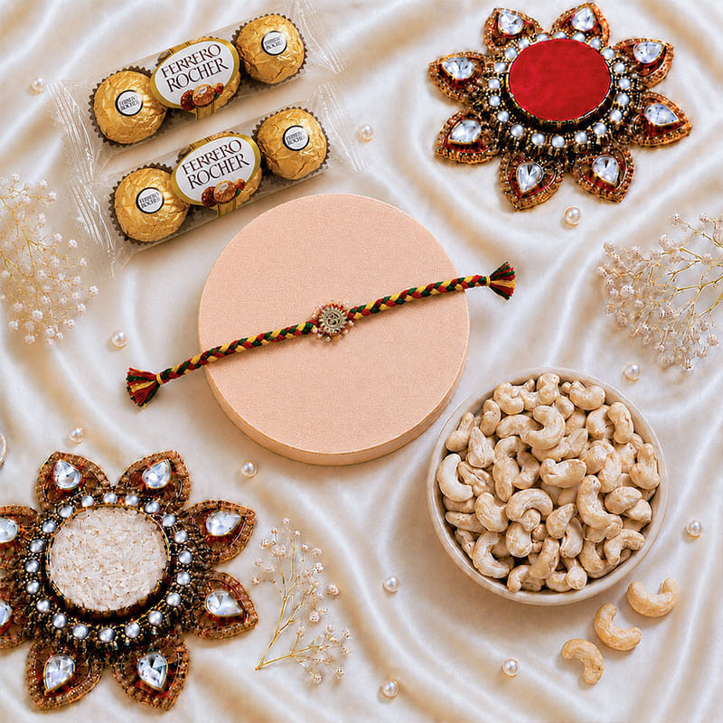 Sacred Om Rakhi With Ferrero Rocher N Cashews