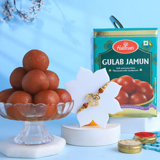 Sacred Om Rakhi With Gulab Jamun