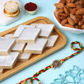 Sacred Om Rakhi With Kaju Katli N Almonds