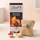 Om Kada Style Rakhi With Orange Lindt Chocolate