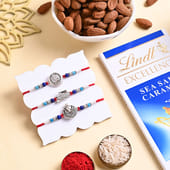 Sacred Rakhi Trio With Almonds N Chocolate