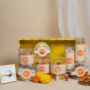 Sacred Rudraksha Rakhi N Festive Munch Hamper