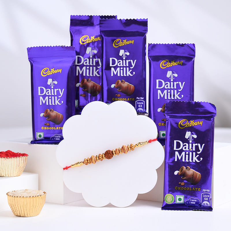 Sacred Rudraksha Rakhi With Cadbury Choco Bars