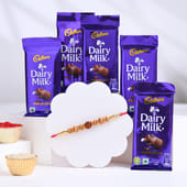 Sacred Rudraksha Rakhi With Cadbury Choco Bars