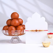 Sacred Rudraksha Rakhi with Gulab Jamun