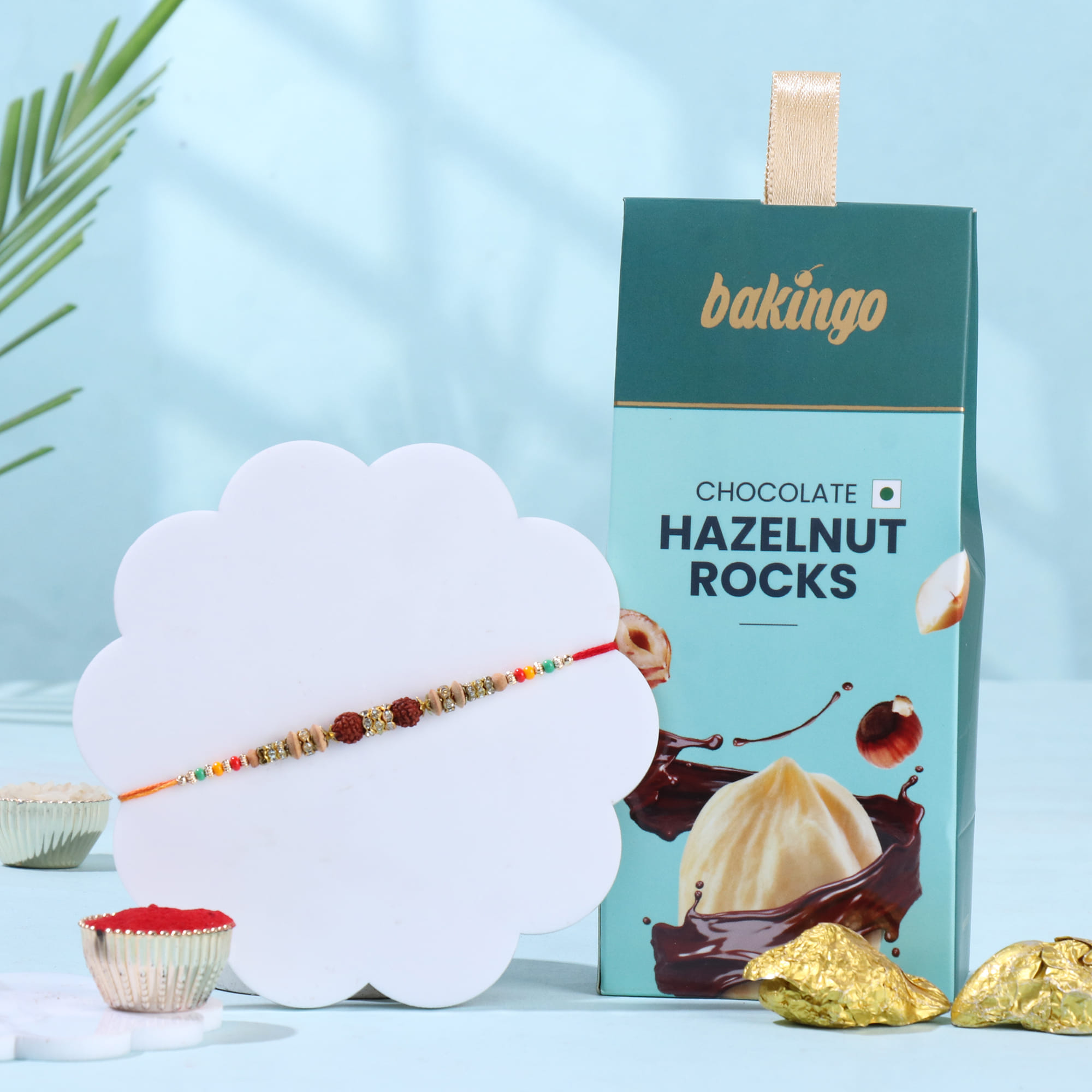 Sacred Rudraksha Rakhi With Hazelnut Rocks
