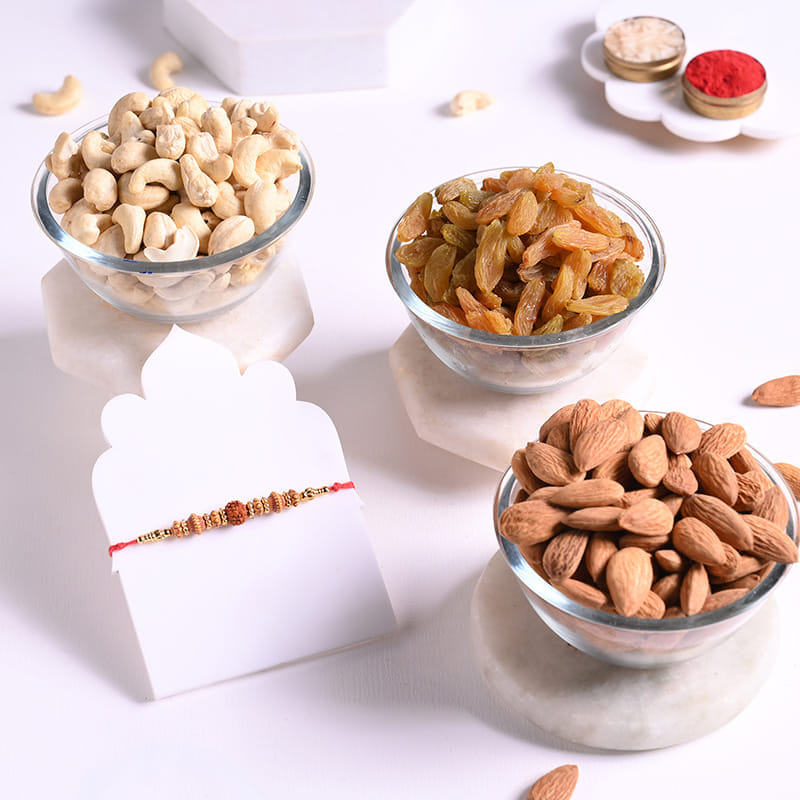 Sacred Rudraksha Rakhi with Premium Dry Fruits