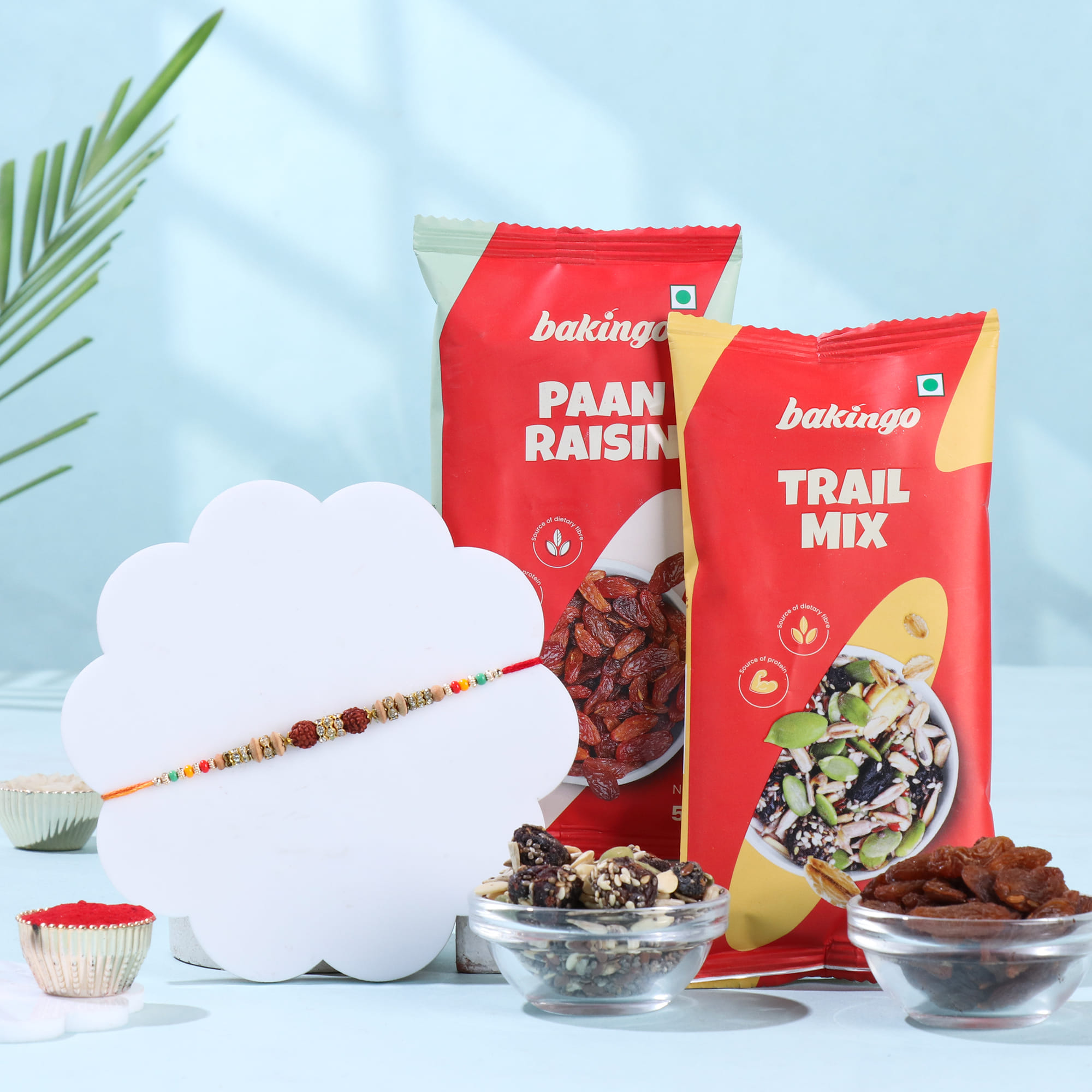 Sacred Rudraksha Rakhi With Savoury Treats