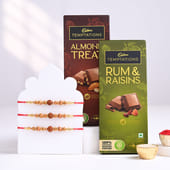 Sacred Rudraksha Rakhi With Temptation Choco Bars