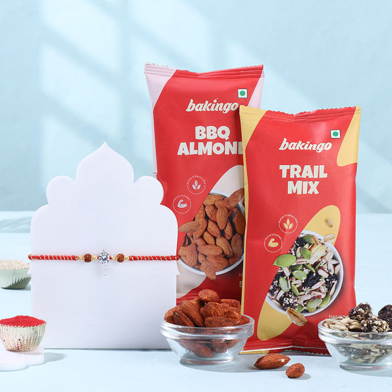 Sacred Stone Rakhi With Trail Mix N Almonds