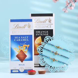 Sacred Symbol Rakhi Trio With Chocolates