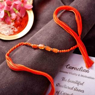 Saffron Carnelian Stone Rakhi