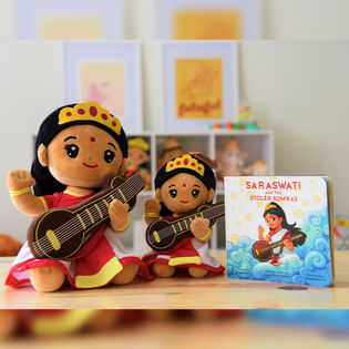 Saraswati Ji Melodic Plush Toys And Book Set