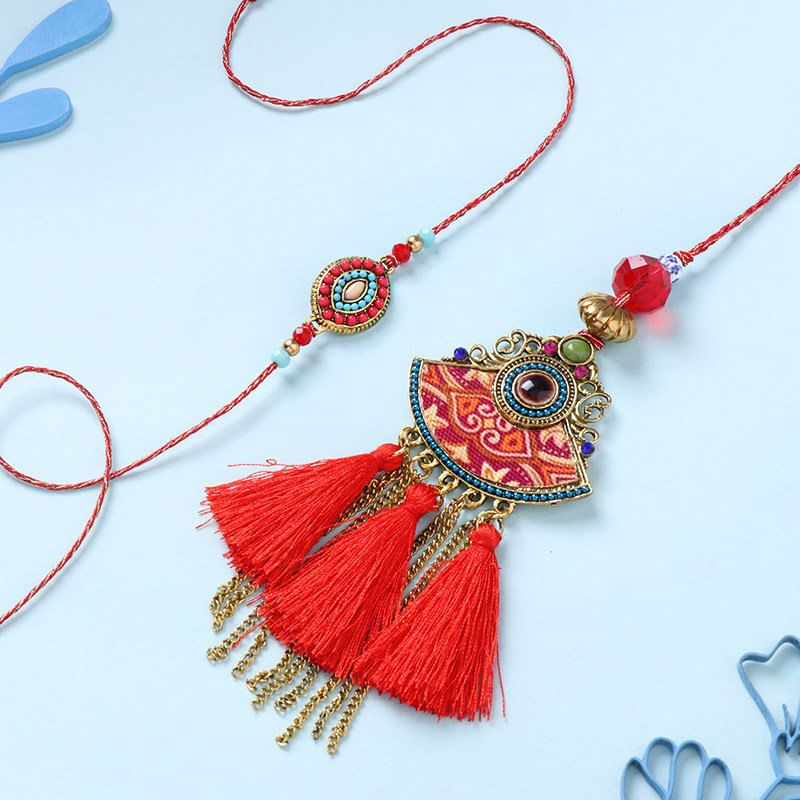 Scarlet Radiance Bhaiya Bhabhi Rakhi Set