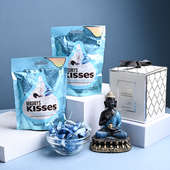 Scented Candle With Buddha Showpiece N Hersheys Kisses