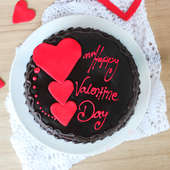 Choco truffle cake with 3 hearts for valentine - Top View