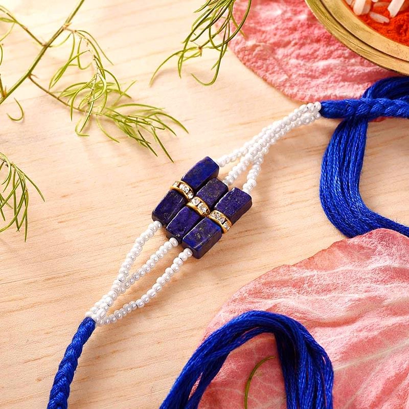 Semi Precious Multi Strand Lapizz Lazuli Rakhi