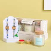 Serene Blue Bhaiya Bhabhi Rakhi With Scented Candle Set