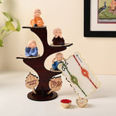 Serene Buddha Keepsake With Designer Rakhi Set of 2