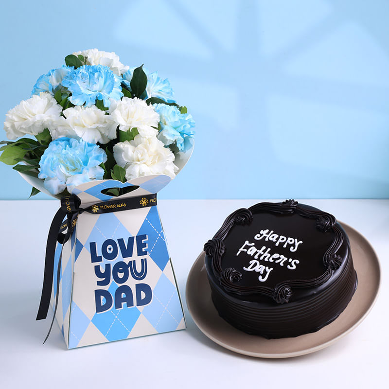 Serene Carnations With Fathers Day Truffle Cake