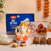 Serene Ganesha Idol With Haldirams Sweets