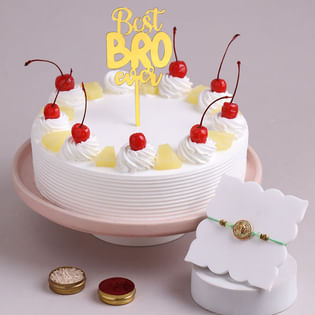 Serene Ganesha Rakhi With Pineapple Cake