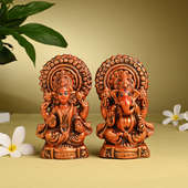 Serene Laxmi Ganesha Terracotta Idols